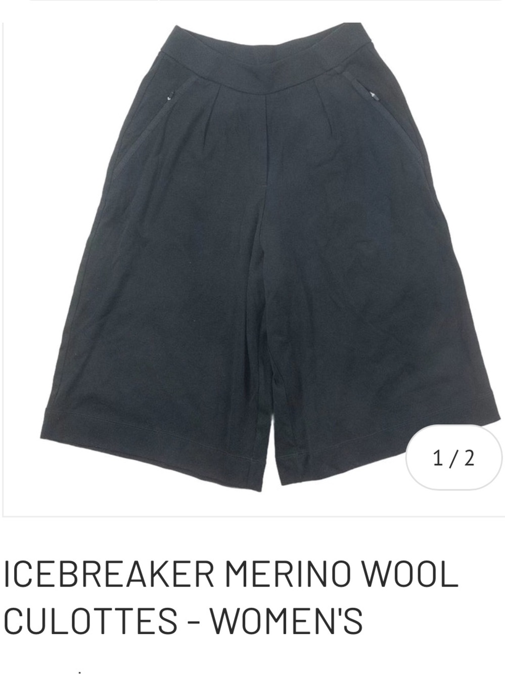 ICEBREAKER Culottes Merino Gaucho Pant Black Lounge Dress Daily Comfort Travel